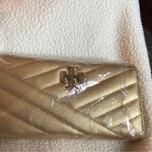 Tory Burch Metallic Gold Quilted Wallet